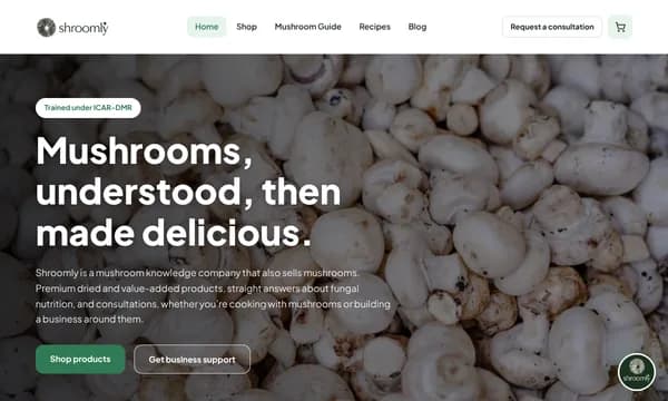 Shroomly website screenshot
